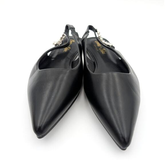 Chase & Chloe Rhinestone Slingback Flat Pointed Toe Women's Black Size US9 - Picture 2 of 13